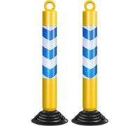 Aioneer Flexible Crowd Control Stanchions - 10 Pack Lightweight Red And Blue Barrier Posts for Effective Visitor Management And Enhanced Safety-Yellow+Blue-2 PCS