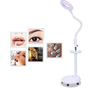 Aioneer Foldable 20X Magnifying Glass Light, Height Adjustable Gooseneck Floor Standing Lighting Lamp, Wheel Rolling Base Magnifier Lamp for Reading Skin Care Beauty Salons Mani