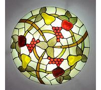 Aioneer Fruit Ceiling Light Flush Mount Victorian Style Stained Glass Kitchen Ceiling Lamp Vintage Dimmable Chandeliers for Bedroom Living Room Dining Room,B,50Cm-A-50cm