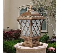 Aioneer Garden Post Light Industrial Style Post Light Fixture Outdoor Waterproof Pillar Lamp E27 Alluminio Column Lamp Fence Outdoor Lamp Villa Courtyard Garden Pole Lamp Decor S-Brass-38 cm