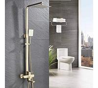 Aioneer Kit Doccia, Rubinetto per Bagno, Doccia A Pioggia Grande in Oro Spazzolato, Rubinetto per Vasca, Miscelatore per Vasca da Parete, Rubinetto per Doccia, Set Doccia, Miscel-12 inch Shower Set