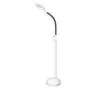 Aioneer Magnifying Glass, 5X LED Floor Lamp - Daylight Bright Full Spectrum Magnifier Lighted Glass Lens - Height Adjustable Gooseneck Standing Light - for Reading Task Craft Lig