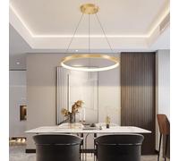 Aioneer Modern Dimmable Pendant Lamp with Remote Control Adjustable Height Creative Chandelier for Dining Room Living Room Kitchen Black 60Cm-Gold-60cm