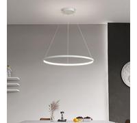 Aioneer Modern Dimmable Pendant Lamp with Remote Control Adjustable Height Creative Chandelier for Dining Room Living Room Kitchen Brown 60Cm-White-40cm