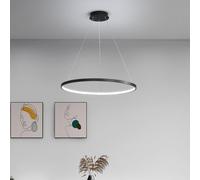Aioneer Modern Dimmable Pendant Lamp with Remote Control Adjustable Height Creative Chandelier for Dining Room Living Room And Kitchen Gold 60Cm Diameter-Black-80cm