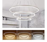 Aioneer Modern Dimmable Ring Pendant Light with Remote Control Adjustable Aluminum Ceiling Fixture Acrylic Shade Chandelier Hanging Lamp for Kitchen Living Bedroom Dining Room Re-40+60+80cm