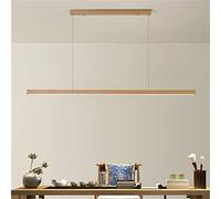 Aioneer Modern Wood Linear Pendant Light Dimmable Ceiling Hanging for Dining Room Kitchen Island Living Room Bar 80Cm-Wood-120cm