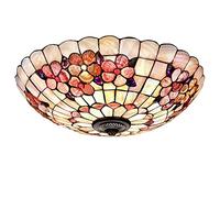Aioneer Mosaic Ceiling Lamp, Dimmable LED Ceiling Lights,Modern Natural Handmade Shell Glass Chandelier for Living Room Bedroom Dining Room Kitchen,16 Inch-12 inch