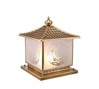 Aioneer Outdoor Pillar Lamp European Style Copper Pillar Light Waterproof Square Fence Post Lamp Outdoor Glass Lampshade Column Lights for Landscape Garden Courtyard Villa Gate L-One Color-30 x 35 cm