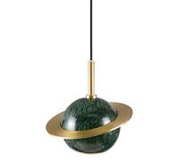Aioneer Pendantlight, Creativity Planet Shape Pendant Light Modern Marble Body LED Chandelier for Bedroom Bedside Restaurant Bar Corridor Balcony Stairs Suspension Lamps -Green-White (Iron Art)