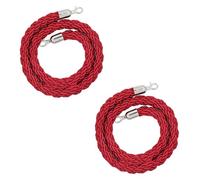 Aioneer Red Queue Barrier Rope with Silver Hook, 3M Braided Hemp Rope for Crowd Control, Stanchion Rope for Line Management, Available in 1/1.5/2/2.5/3M Lengths.-Red-2.5M