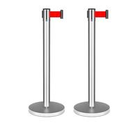 Aioneer Retractable Crowd Control Barrier, Durable Queue Management Posts for Event Security & Line Management, Heavy-Duty Stanchions for Safe Public Gatherings-Silber-5m/16.4ft