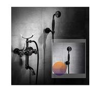 Aioneer Rubinetto per Vasca da Bagno A Forma di Telefono Montato A Parete con Doccetta, Rubinetto per Vasca da Bagno con Doccia con Miscelatore per Vasca A Doppia Maniglia, Caldo-Black