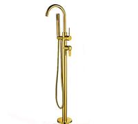 Aioneer Rubinetto Termostatico per Vasca da Bagno Indipendente Contemporaneo, Set di Rubinetti per Vasca da Bagno in Ottone Multifunzionale, Miscelatori per Doccia A Pavimento Co-Gold