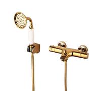 Aioneer Rubinetto Termostatico per Vasca, Rubinetto per Vasca in Oro con Doccetta, Rubinetto per Vasca A Doppia Maniglia, Rubinetto per Vasca in Ottone A Parete, Miscelatore Mult-Type C