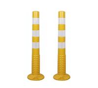 Aioneer Safety Cones, 75Cm Tall Plastic Safety Bollard Post, Movable Parking Barrier for Construction Sites Facility Management,Portable Post Guard for Traffic Control-Yellow And White-2 Pack