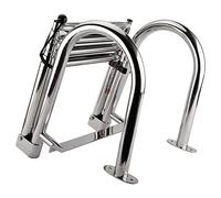 Aioneer Scala per Barca A 4 Gradini, Scala per Pontone Pieghevole in Acciaio Inox, Scala Telescopica Posteriore con Gradini Larghi, Scala per Ponte da Bagno con Corrimano A Pedal