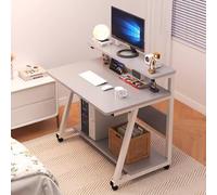 Aioneer Scrivania Mobile In Piedi Con Ruote E Supporto, Scrivania Moderna, Design Piccolo E Semplice-Gray+white-23.6in/60cm
