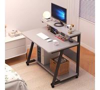 Aioneer Scrivania Mobile In Piedi Con Ruote E Supporto, Scrivania Moderna, Design Piccolo E Semplice-Gray+black-23.6in/60cm