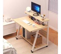Aioneer Scrivania Mobile In Piedi Con Ruote E Supporto, Scrivania Moderna, Design Piccolo E Semplice-Natural-23.6in/60cm