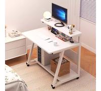 Aioneer Scrivania Mobile In Piedi Con Ruote E Supporto, Scrivania Moderna, Design Piccolo E Semplice-Wei?-23.6in/60cm
