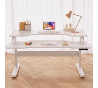 Aioneer Scrivania Regolabile In Altezza Con Ampio Vassoio Per Tastiera, 4 Pulsanti Di Memoria, Ideale Per Uso Domestico E In Ufficio, Nera, 31 Pollici/80 Cm.-White-55in/140cm