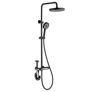 Aioneer Sistema Doccia A Pioggia con Soffione da 10 Pollici, Set Rubinetto Doccia Termostatico, Set Doccia Combinato in Ottone A Parete con Beccuccio per Vasca A Cascata, Doccett-Black
