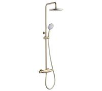 Aioneer Sistema Doccia A Pioggia, Set Rubinetto Doccia da 10 Pollici, Set Doccia Combinato A Parete, Miscelatore Doccia A Pioggia in Ottone con Soffione, Doccetta A 3 Funzioni, B-Brushed Gold