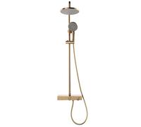 Aioneer Sistema Doccia A Pioggia, Set Rubinetto Doccia da 8 Pollici, Set Doccia Completo A Parete, Miscelatore Doccia A Pioggia in Ottone con Beccuccio per Vasca, Doccetta A 3 Mo-Brushed Gold