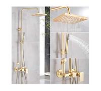 Aioneer Sistema Doccia con Acqua Calda E Fredda, Set Rubinetto Doccia in Oro Spazzolato, Set Doccia Multifunzione con Maniglia Singola, Soffione Doccia, Doccetta, Doccetta Bidet,-Shower Faucet Type a