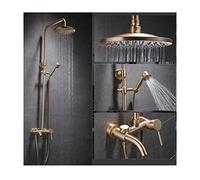 Aioneer Sistema Doccia da 8 Pollici con Acqua Calda E Fredda, Set Doccia Combinato in Oro Spazzolato, Set Rubinetto Doccia Multifunzione con Maniglia Singola, Soffione Doccia, Do