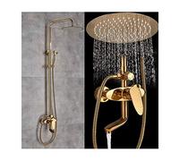 Aioneer Sistema Doccia da 8 Pollici in Oro con Rubinetto per Doccia con Acqua Calda E Fredda, Set Doccia Multifunzione con Maniglia Singola, Soffione Doccia, Doccetta, Beccuccio