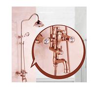 Aioneer Sistema Doccia da 8 Pollici in Oro Rosa con Rubinetto Doccia A Parete per Acqua Calda E Fredda, Set Doccia Multifunzione con Beccuccio per Vasca, Soffione Doccia, Doccett