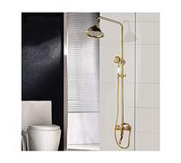 Aioneer Sistema Doccia di Lusso in Oro con Rubinetto Doccia A Parete per Acqua Calda E Fredda, Set Doccia Multifunzione con Maniglia Singola, Beccuccio per Vasca, Soffione Doccia