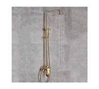 Aioneer Sistema Doccia, Set Doccia con Miscelatore A Pioggia di Lusso Color Oro, Set Doccia Multifunzione A Parete con Maniglia Singola, Doccetta, Soffione Doccia A Pioggia Roton