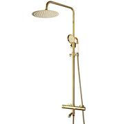 Aioneer Sistema Doccia Termostatico A Pioggia, Set Rubinetto Doccia da 8 Pollici, Set Doccia Combinato A Parete, Miscelatore A Pioggia con Doppia Maniglia, Doccetta, Soffione, Be-Style C