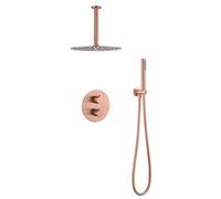 Aioneer Sistema Doccia Termostatico da 10 Pollici, Doppia Funzione, Uscita Acqua, Miscelatore A Pioggia per Bagno, Set Doccia Combinato con Doccetta Superiore, Doccetta Portatile