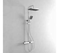 Aioneer Sistema Doccia Termostatico, Sistema Moderno E Semplice con Soffione A Pioggia A Vista, Set Completo di Rubinetto Doccia con Design A Orologio da Tasca, Rubinetto per Vas-Chrome