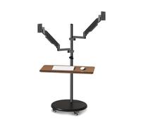 Aioneer Supporto per Monitor Regolabile in Altezza, Supporto per Doppio Monitor con Vassoio per Tastiera, Supporto da Pavimento per Monitor Multifunzione da 14"-43", Postazione D-17
