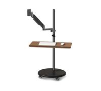 Aioneer Supporto per Monitor Regolabile in Altezza, Supporto per Monitor Singolo da Pavimento, Supporto per Monitor Mobile con Vassoio per Tastiera E Ruote, Braccio per Monitor R-17