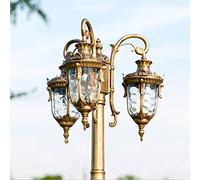 Aioneer Vintage Outdoor Post Light, 3-Head Street Light Pole with Glass Shade, Water-Proof Cast Aluminum Lantern for Porch (Clear 2.60m/8.5ft)