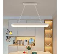 Aioneer White LED Chandelier Compatible with Dining Table Dimmable with Pendant Lamp Height Adjustable Minimalist LED Indoor Lighting Modern Hanging Lamp, for Living Room-One Color-120cm