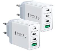 Aioneus - Confezione da 2 caricabatterie USB C, 40 W, 4 porte, USB C, adattatore multiplo tipo C, per iPhone 16, 15 Pro Max Plus XR SE iPad, Samsung