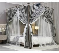 AIOOO Tenda a baldacchino a baldacchino a 4 angoli, a baldacchino, a doppio strato, accogliente, zanzariera in rete e panno, per ragazze e adulti, decorazione per camera da letto (letto king size)