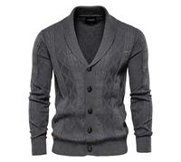 AIOPESON Cardigan in cotone a rombi da uomo Casual monopetto tinta unita Business Cardigan da uomo Nuovo maglione moda invernale uomo khaki CN Size XL 72-80kg