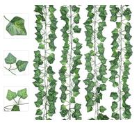 AIOR 12 Pezzi Edera Artificiale Edera Finta Decorazioni per Balconi, Pianta Edera Rampicante Ghirlanda Fiori Esterne per Festa di Matrimonio e la Decorazione della Parete di Giardino