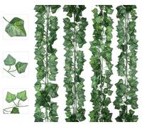 AIOR 24 Pezzi Edera Artificiale Edera Finta Decorazioni per Balconi, Pianta Edera Rampicante Ghirlanda Fiori Esterne per Festa di Matrimonio e la Decorazione della Parete di Giardino