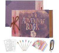 AIOR Adventure Book Album Fotografico Scrapbook, Fai Da Te Vintage Scrapbooking Album Foto 80 Pagine, Regali Originali Regalo per Compleanno Anniversary Matrimonio Natale (A)