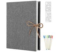AIOR Album Foto Autoadesivo 60 Pagine Bianche, Lino Album Foto Scrapbook Guestbook, Regali Nozze Natale Valentino Regalo di Anniversario Compleanno (Grigio)