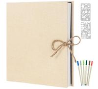 AIOR Album Foto Autoadesivo 60 Pagine Bianche, Lino Album Foto Scrapbook Guestbook, Regali Nozze Natale Valentino Regalo di Anniversario Compleanno, 33x32cm (Bianco)